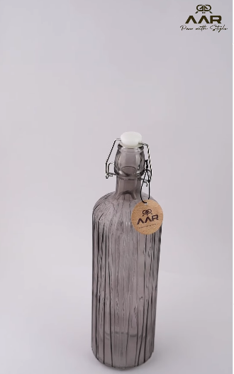 AAR Glass bottle cork for home & office - 1000 ml (BLACK)