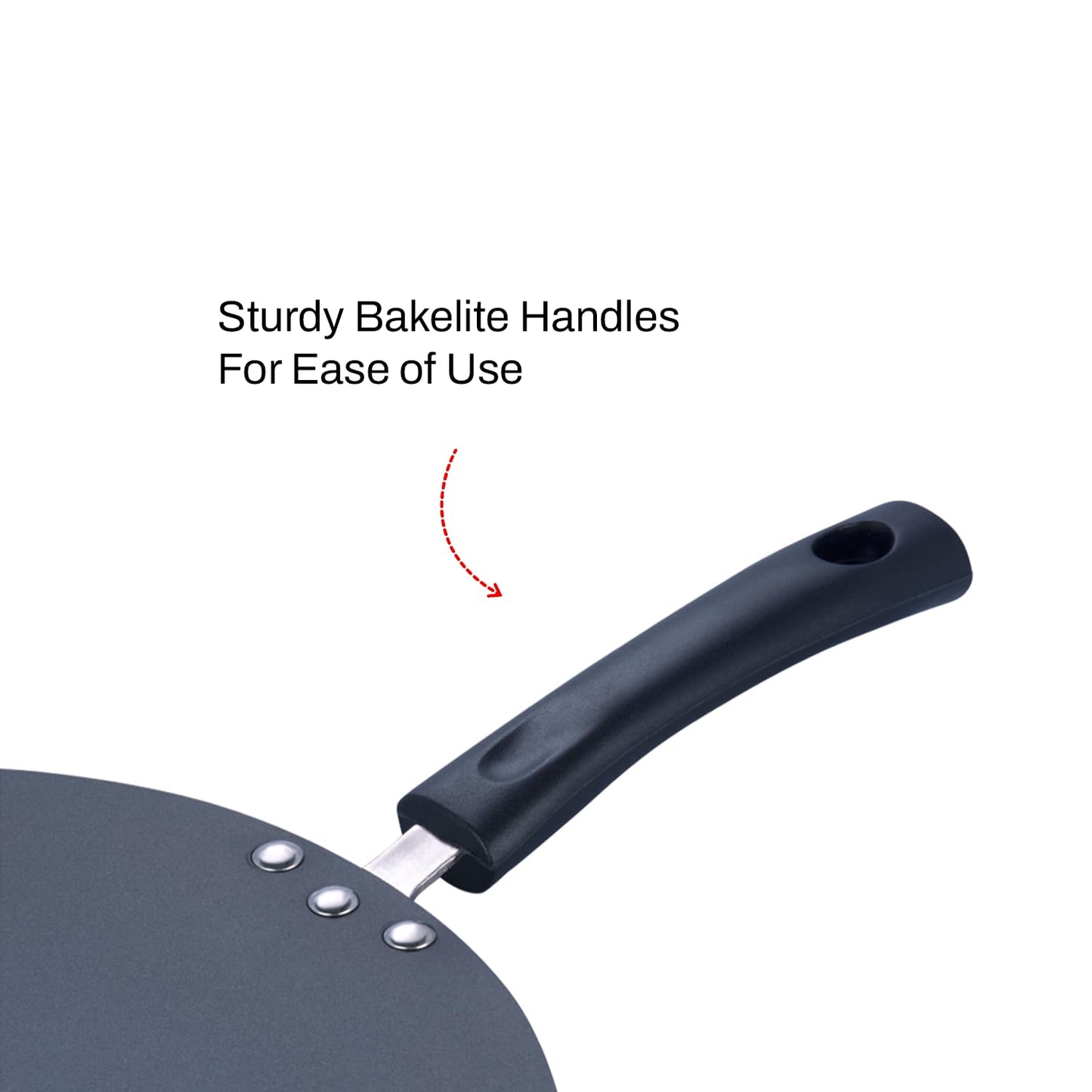 Vinod Zest Aluminium Non Stick Flat Multi Tawa - 28 cm | Triple Layer Ceramic Coating | 4mm Extra Thick Dosa Tawa | Bakelite Handle | Gas and Induction Base | 1 Year Warranty