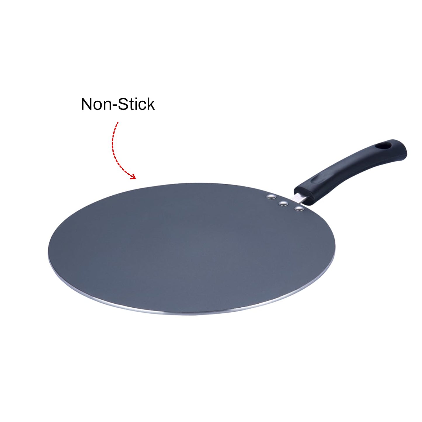 Vinod Zest Aluminium Non Stick Flat Multi Tawa - 28 cm | Triple Layer Ceramic Coating | 4mm Extra Thick Dosa Tawa | Bakelite Handle | Gas and Induction Base | 1 Year Warranty