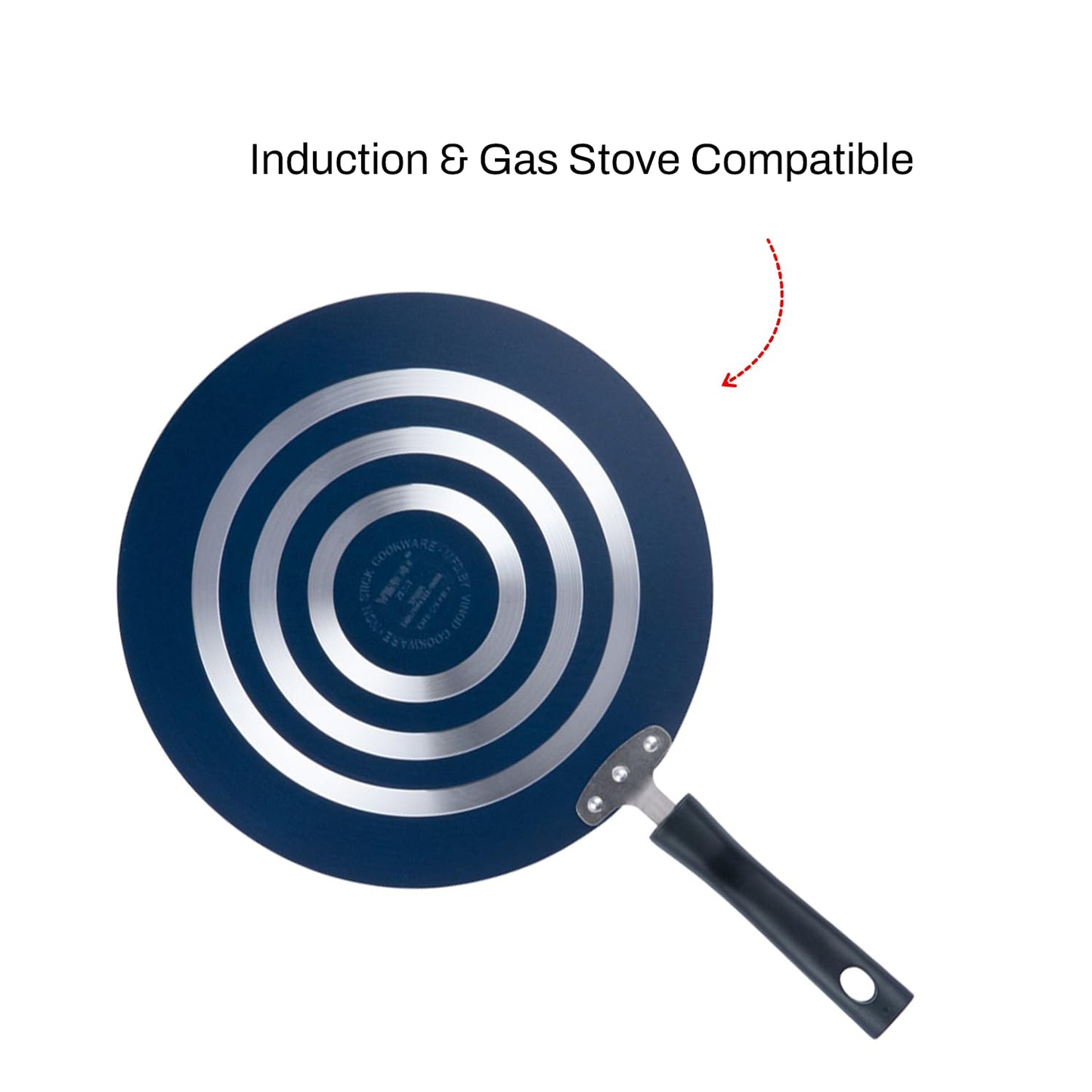 Vinod Zest Aluminium Non Stick Flat Multi Tawa - 28 cm | Triple Layer Ceramic Coating | 4mm Extra Thick Dosa Tawa | Bakelite Handle | Gas and Induction Base | 1 Year Warranty