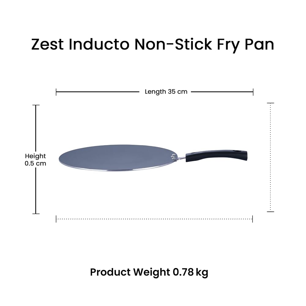 Vinod Zest Aluminium Non Stick Flat Multi Tawa - 28 cm | Triple Layer Ceramic Coating | 4mm Extra Thick Dosa Tawa | Bakelite Handle | Gas and Induction Base | 1 Year Warranty