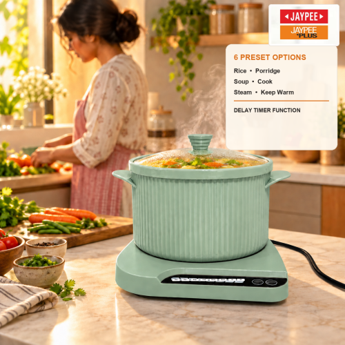 Jaypee Plus Digi Cook Programmable Electric Cooker Cum Casserole Set – 2-in-1 Electric Casserole Set-Green