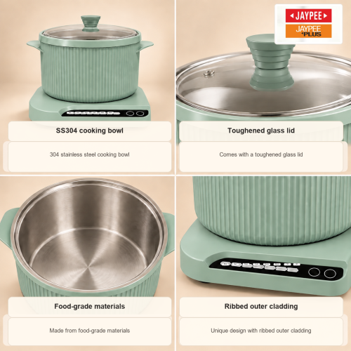 Jaypee Plus Digi Cook Programmable Electric Cooker Cum Casserole Set – 2-in-1 Electric Casserole Set-Green