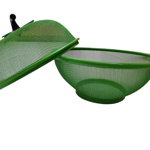 Fruit Basket with Lid Net Cover Steel Big Size for Dinning Kitchen Home Apple Shape Net Cover Protective Fruits Vegetables Food Storage Basket Strainer Kitchen Accessories (Green)