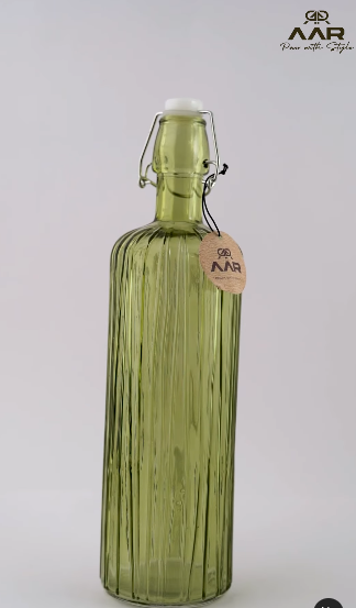 AAR Glass bottle cork for home & office - 1000 ml (GREEN)