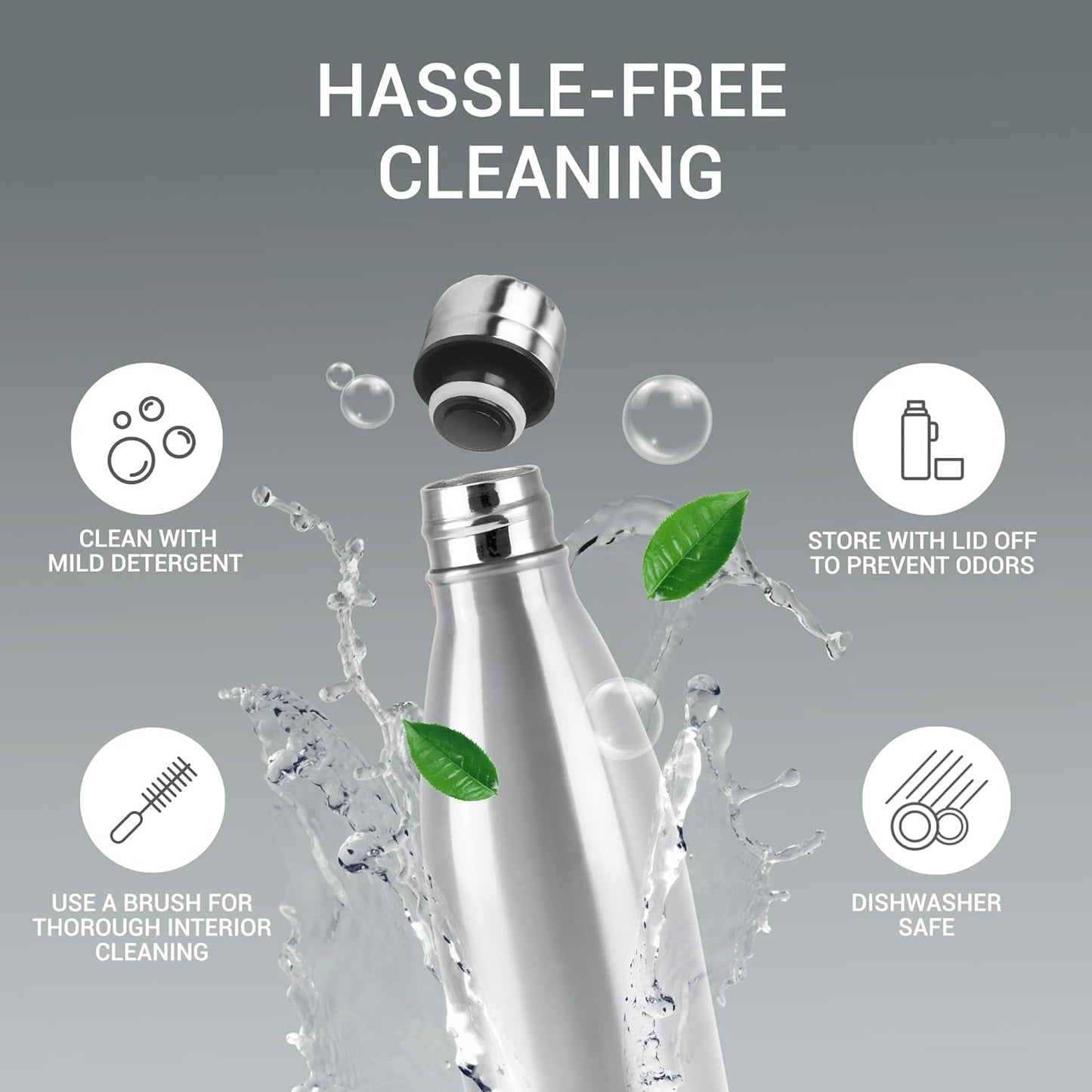 Milton Duo DLX 1000 Thermosteel Bottle, 1000 ml Water Bottles, 24 Hours Hot and Cold, Easy to Carry, Easy Grip, Rust Proof, Tea, Coffee, Office, Travel Bottle, Silver