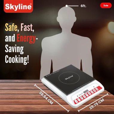 Skyline 2000W Induction Cooktop | High-Efficiency Infrared Induction Cooker with Multi-Function Cooking | Fast Heating | Energy Saving Electric Cooktop