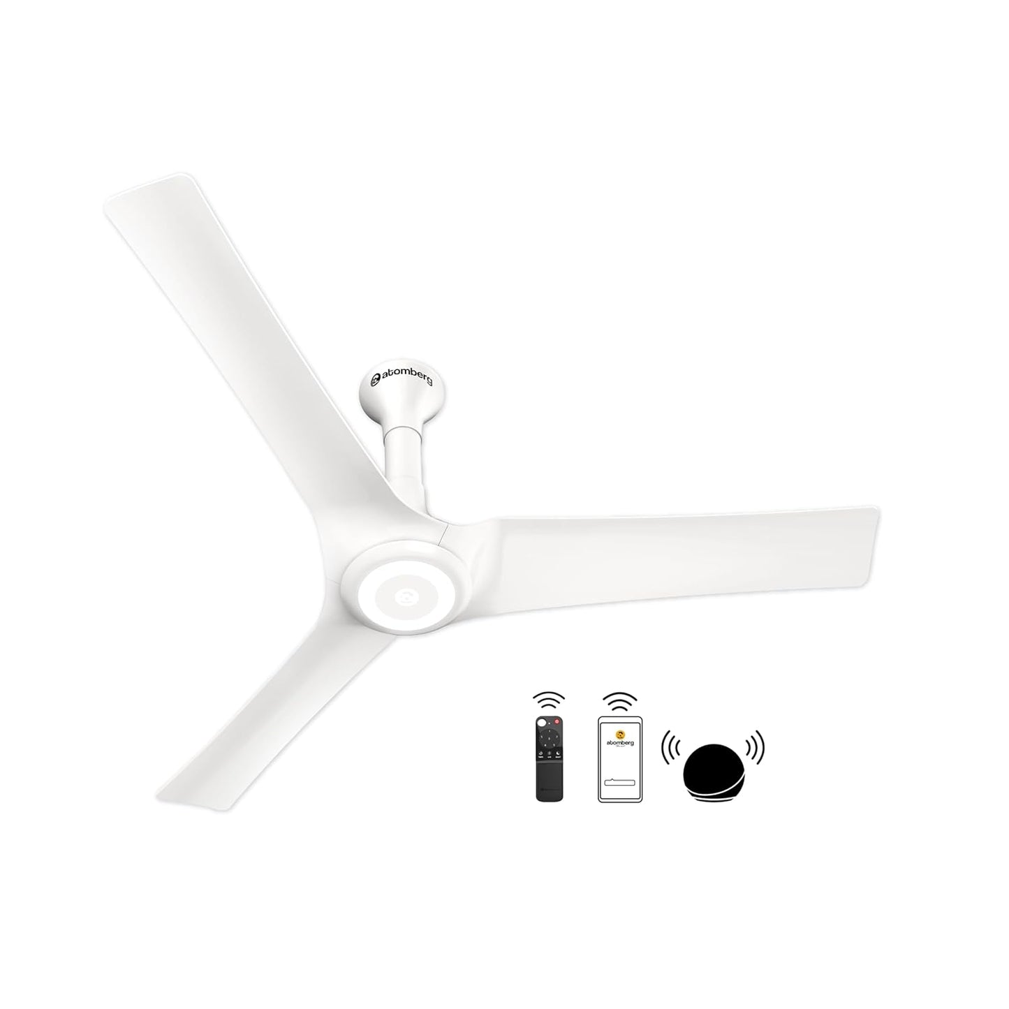 Atomberg Aris Starlight 1200mm BLDC Ceiling Fan with Underlight, IoT & Remote Control | Smart Fan with Noiseless Operation (Marble White)