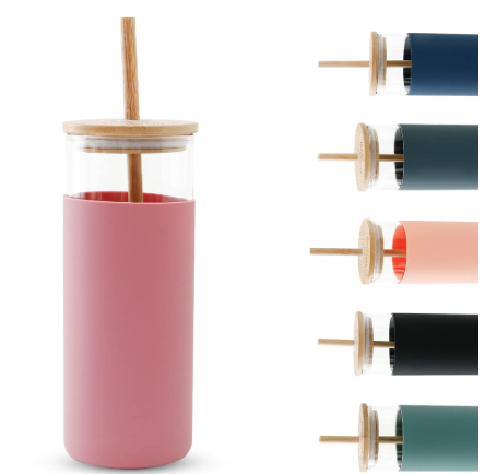 AAR - Tumbler with Lid and Straw -Water & Coffee Tumbler with Bamboo Straw & Lid | Leak & Sweat Proof | Durable Travel Coffee Mug with Lid - PINK