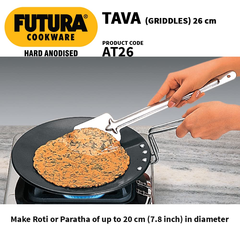 Hawkins Futura Hard Anodised Tava 26 cm, 4.88 mm (Black)