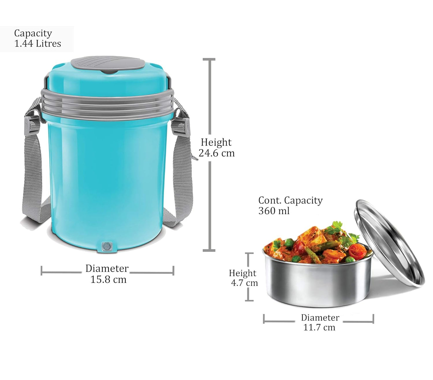 MILTON Electron Lunch Box 4 Stainless Steel Containers, 360 ml Each, Portable Food Heating Hotpot Electric Tiffin, Ivory for Office, Travel, Make Your Mealtime Easy