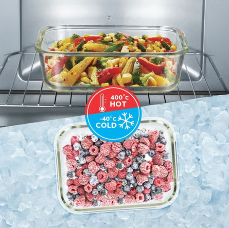 Borosil Klip N Store Rectangular Borosilicate Glass Container (Transparent, 640 ml)