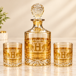 Luxury Gold Horse Design Crystal Decanter & 6-Piece Whiskey Glass Bar Set | Premium Drinkware Gift Set