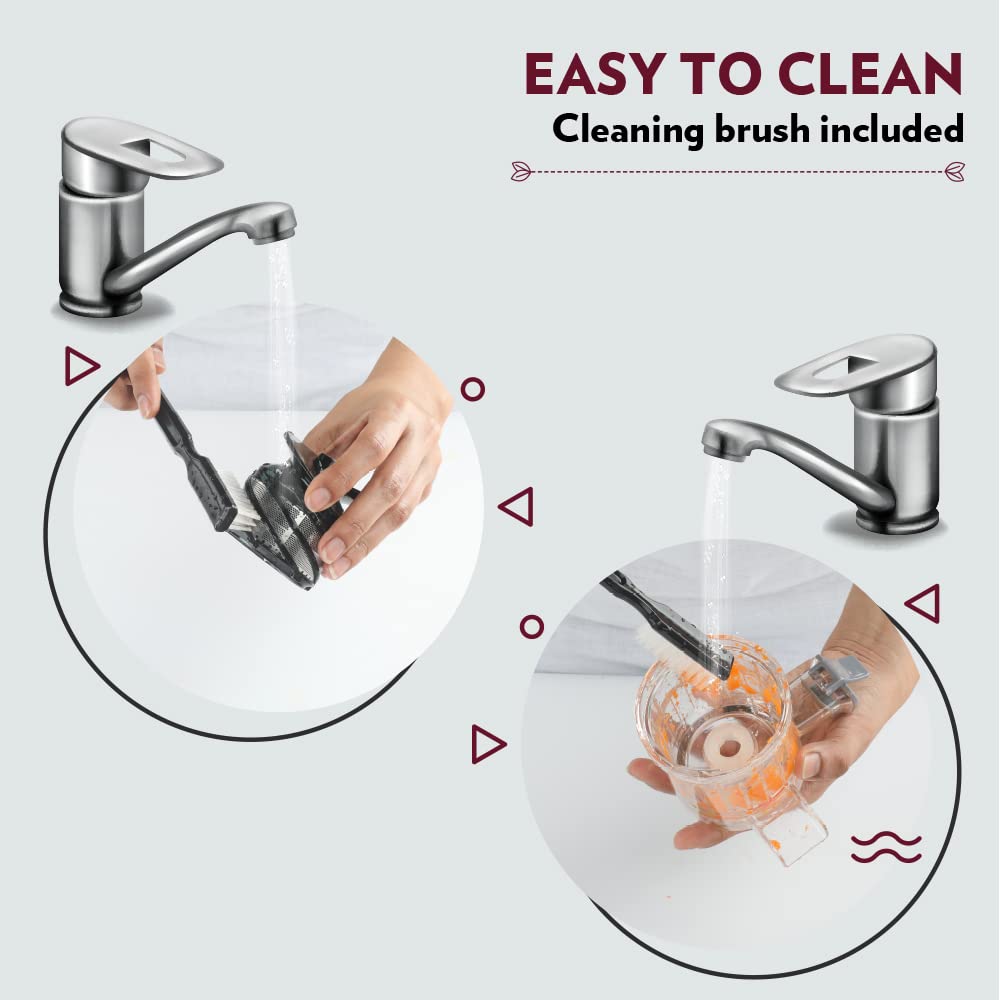 Borosil 130W Easy Cold Press Slow Juicer | Compact Design Portable Less Oxidation, Anti Drip Outlet Lid | Fruit & Vegetable Juicer | 1 Year Warranty | Black