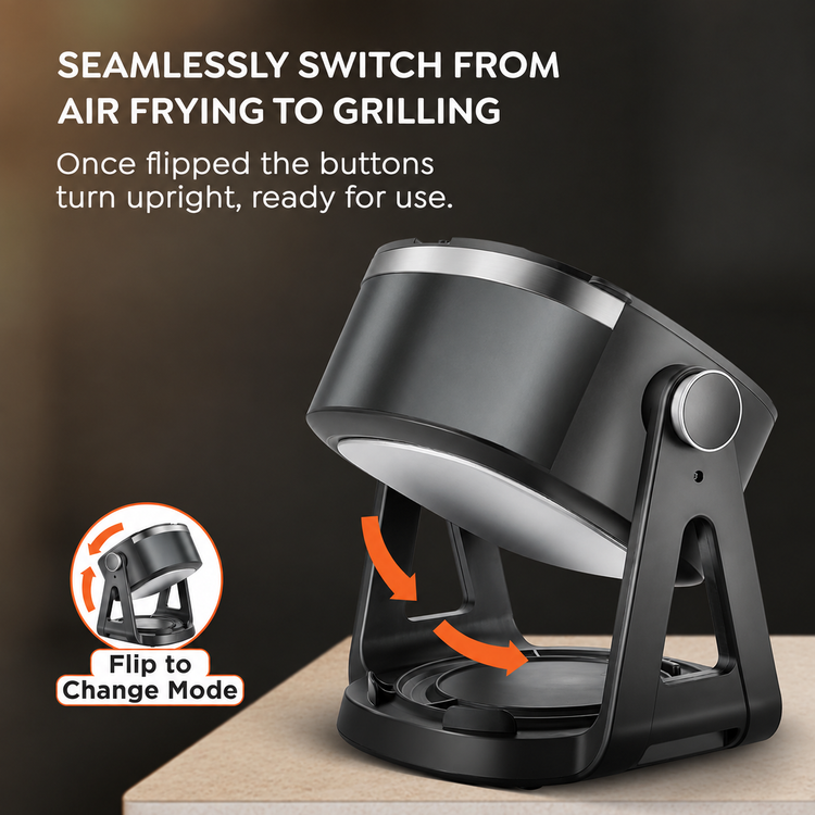 Skyline VTL-5120 1500W 2-in-1 Convertible Air Fryer & Cooking Pan, 4.5L Frying Basket + 2L Pan, 360° Hot Air Technology, Fry Roast Grill Bake & Cook, Non-Stick Low-Oil Air Fryer