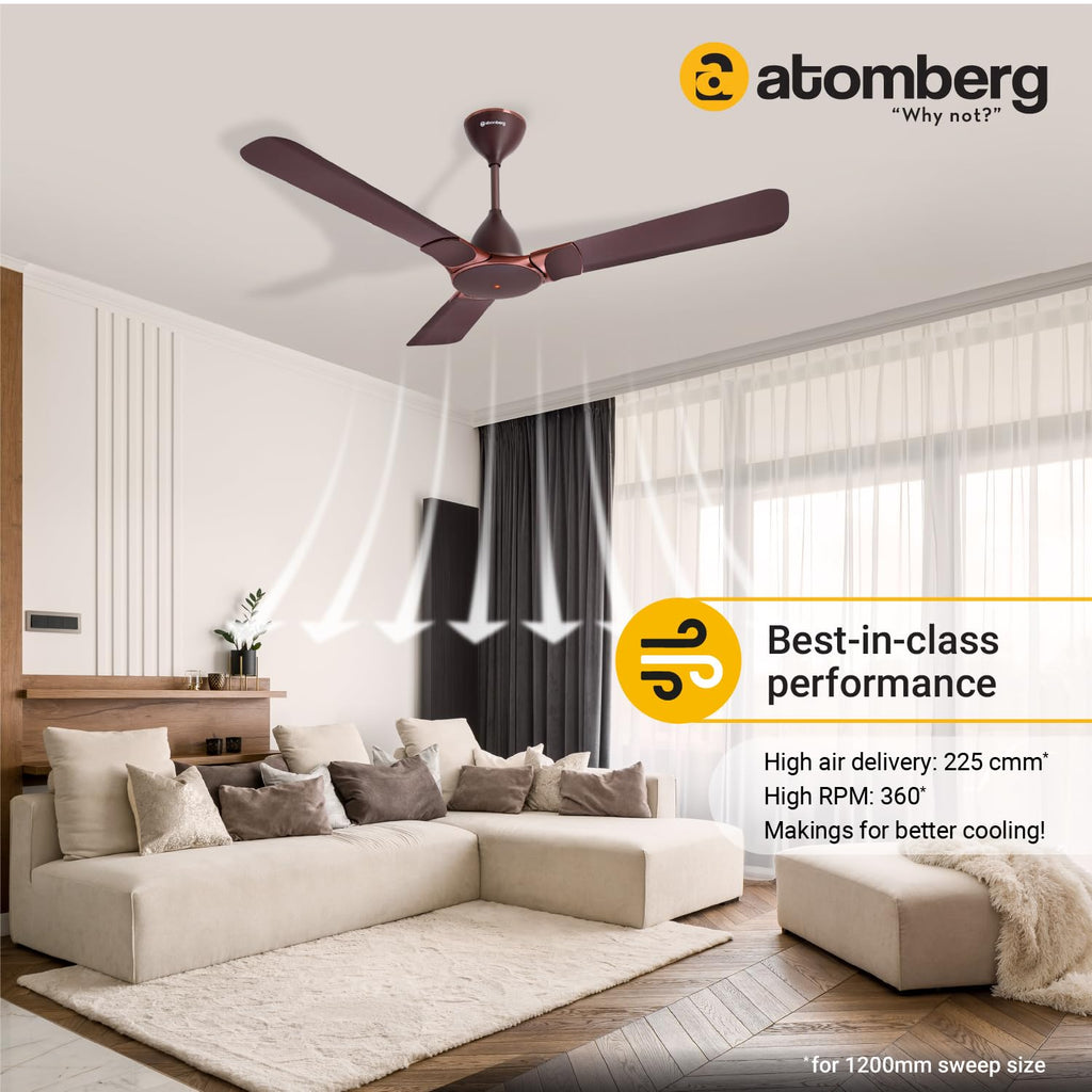 Atomberg Erica Smart 1200 mm BLDC Ceiling Fan with IoT & Remote Control | Umber Brown