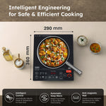 Prestige PIC 6.1 V3 2200 Watts Induction Cooktop | Patented Automatic Whistle Counter | 4KV Surge Protection | 7 Preset Indian Menu Options With Timer | Touch Button | Black | 1Y Warranty | BIS