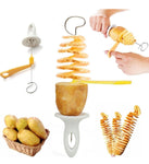 Spiral Potato Cutter Tornado Slicer for Chips, Stainless Steel Twisted Potato Maker, Manual Spiral Potato Slicer Machine with Skewers for French Fries, Curly Chips Cutter Kitchen Tool