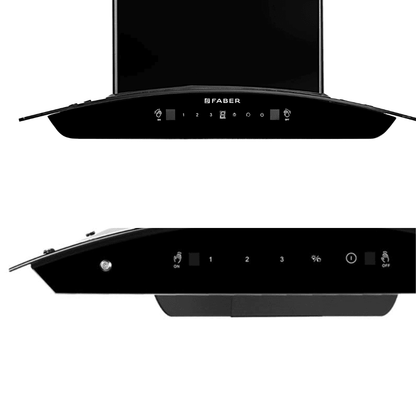 FABER SUNNY IN HC SC FL LG 60cm 1200m3/hr Ducted Auto Clean Wall Mounted Chimney with Touch & Gesture Control (Black)