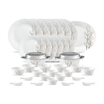 La Opala Diva, Ivory Collection, Opal Glass Dinner Set 35 pcs, Golden Fall, White