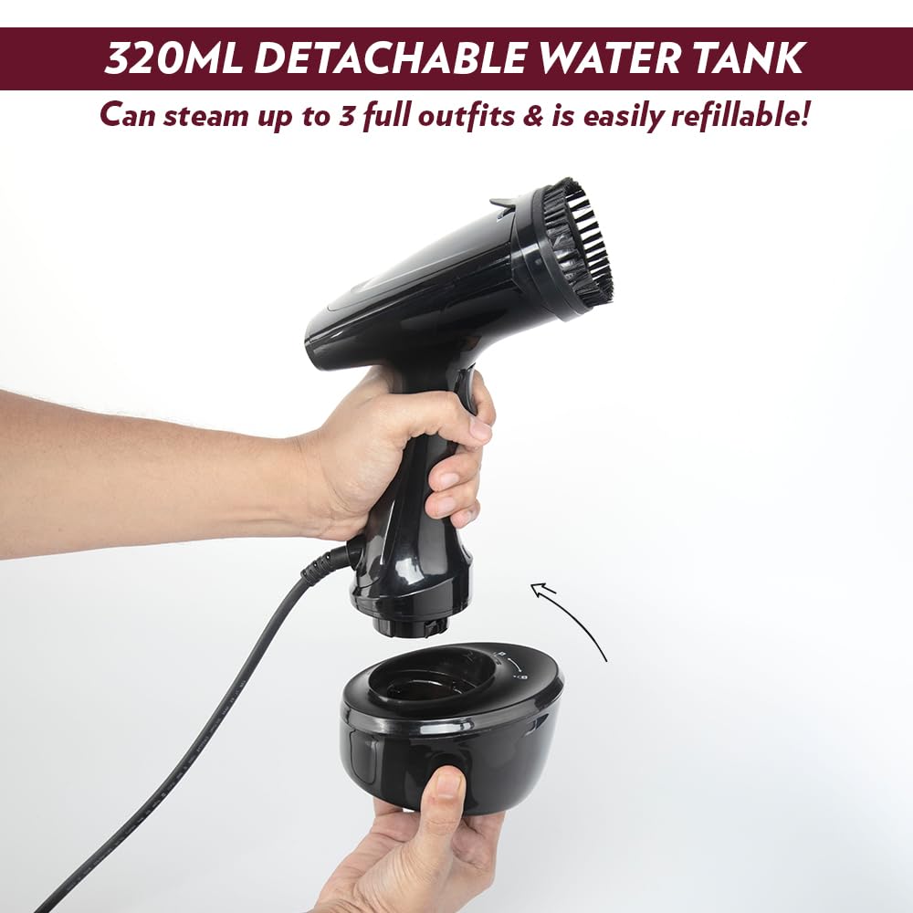 Borosil 1600W Handheld Garment Steamer | Ceramic Coated Soleplate | Dual Steam Modes (Horizontal & Vertical Ironing) | 120ml Detachable Water Tank | Overheat Protection | 2 Year Warranty (GS02)