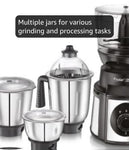 Prestige Endura Pro 1000 Watt Multi Functional Mixer Grinder | Heavy-Duty Ball Bearing Copper Motor | 6 Jars with Food Processing Attachments | 14 Functions in One | 5Y Motor Warranty