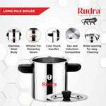 Rudra Stainless Steel Milk Boiler 2 Litre | Premium Induction & Gas Compatible Milk Heating Pot with Whistle Alert | Heavy Gauge Stainless Steel Milk Boiler for Home Kitchen