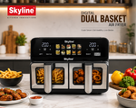 Skyline Digital Dual Basket Air Fryer 10L (5L + 5L) | 2400W | Digital Touch Control | Independent Cooking | See-Through Glass Windows | 80–200°C | 1–60 Min Timer | 1 Year Warranty