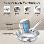 Prestige TRIPLY 4 Pc Cookware Set | TRIPLY Splendid | Fry Pan 22cm/1.9L | Kadai 22cm/2.5L | Sauce Pan 14cm/1.3L | SS Lid 24cm | Gas & Induction Compatible | Even Heat Distribution | 15Y Warranty | ISI