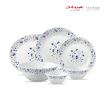 La Opala Diva, Classique Collection, Opal Glass Dinner Set 27 pcs, Blue Mystique, White