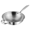 Vinod Platinum Triply Stainless Steel Wok - 3 Litre, 26 cm | Riveted Handle | Stir, Shallow Fry/Noodles/Curry/Fried Rice | Induction Base | 5 Year Warranty - Silver