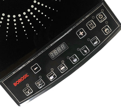 Borosil Smartkook-PC11 Electric Induction Cooktop, Glass Surface, Energy Saving, Flame-free Cooking, Black, 1600W