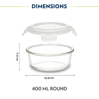 Borosil Pro Borosilicate Glass Lunchbox with Bag | 3 pc Round Container Set (400 ml Each) | Microwave & Dishwasher Safe, Leakproof | Tiffin for Office, School, College | Transparent