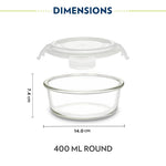Borosil Pro Borosilicate Glass Lunchbox with Bag | 3 pc Round Container Set (400 ml Each) | Microwave & Dishwasher Safe, Leakproof | Tiffin for Office, School, College | Transparent