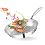 Vinod Platinum Triply Stainless Steel Frypan 22 cm | 2.5 mm Thick | Steel Pan | Scratch Resistant, Non Toxic | 5 Year Warranty | Induction &amp; Gas Friendly, Heavy Bottom