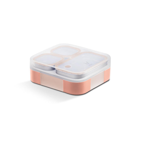 VAYA TYDBYT Stainless Steel Tiffin Box for Men, Kids Girls,1 Large & 2 Small Compartments, Bento Lunch Box, Smart Portions for Balanced Meals, Coral Crush