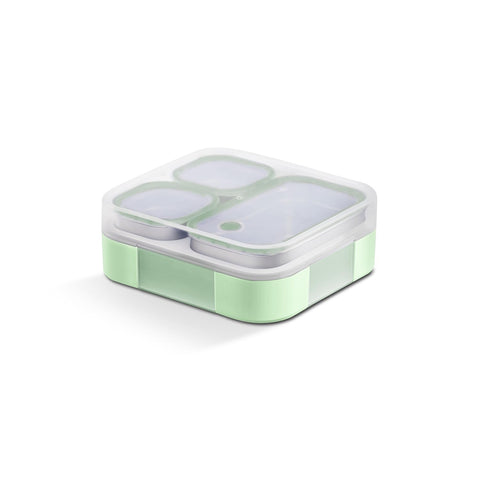 VAYA TYDBYT Stainless Steel Tiffin Box for Men, Kids Girls,1 Large & 2 Small Compartments, Bento Lunch Box, Smart Portions for Balanced Meals, Winter Mint