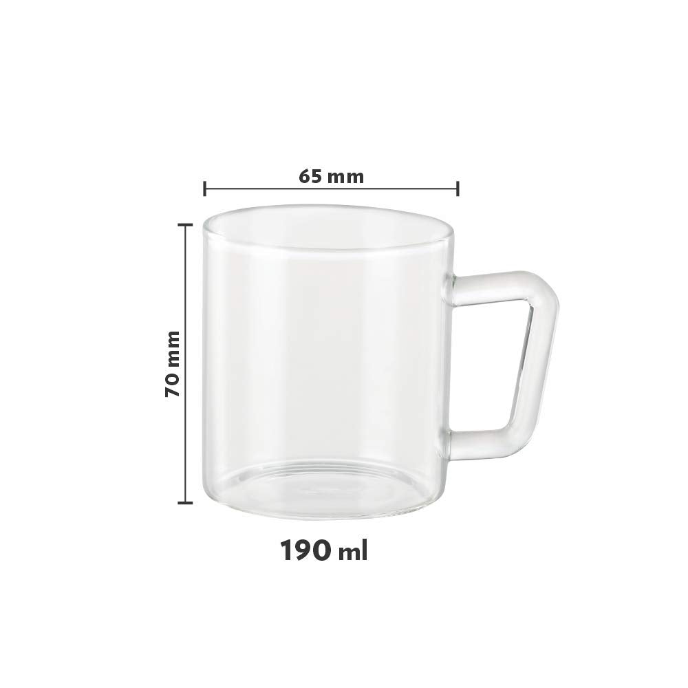 Borosil Carafe Flame Proof Glass Kettle with Inbuilt Strainer with 2 mugs