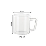 Borosil Carafe Flame Proof Glass Kettle with Inbuilt Strainer with 2 mugs