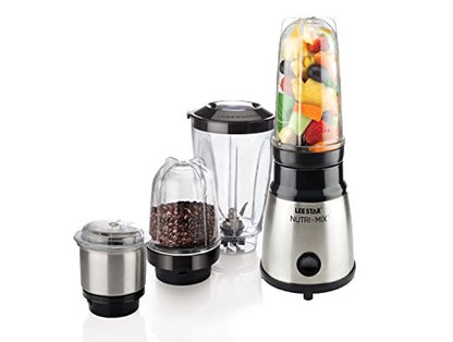 LEE STAR Nutrimix Electric Blender Grinder Smoothie Maker With 400 Watt Heavy Duty Copper Motor, 2 Blending Jar & 2 Grinding Jar For Puree, Dry Fruit Shakes & Dry Wet Grinding, LE-810