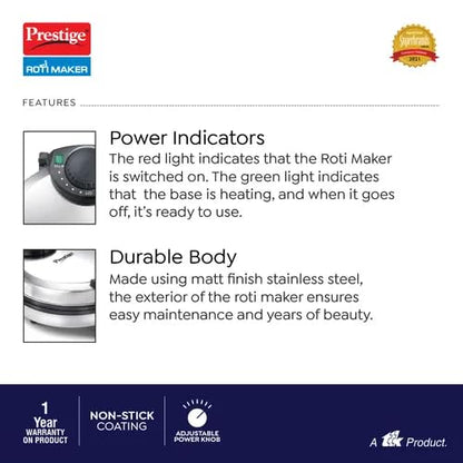 Prestige PRM 3.0 Plain Plate Roti Maker with Power Indicator