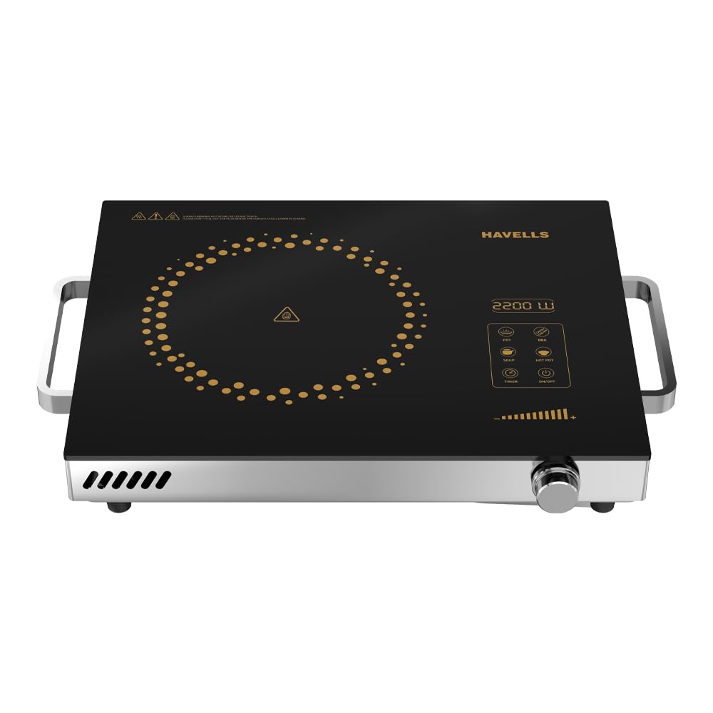 Havells 2200 Watt Infrared Induction Cooktop With Digital Display| Glo TV22-6KV Surge Protection| Sensor Touch| SS304 Food grade grill| 1 Year Door step Warranty By Havells