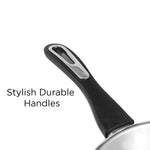 Vinod Veneto Stainless Steel Cookware Set of 3 | 1.7 Ltr Kadai, 1.5 Ltr Saucepan, 1.7 Ltr Frypan with Glass Lid | Ergonomic Hanldes | Induction Base | 2 Year Warranty - Silver