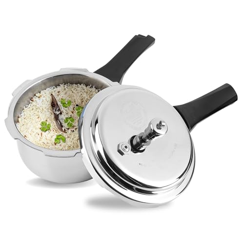 Vinod Platinum Triply Stainless Steel Outer Lid Pressure Cooker 5 Litres - ISI certified, Silver (Induction and Gas Stove Friendly) with 2 Years Warranty