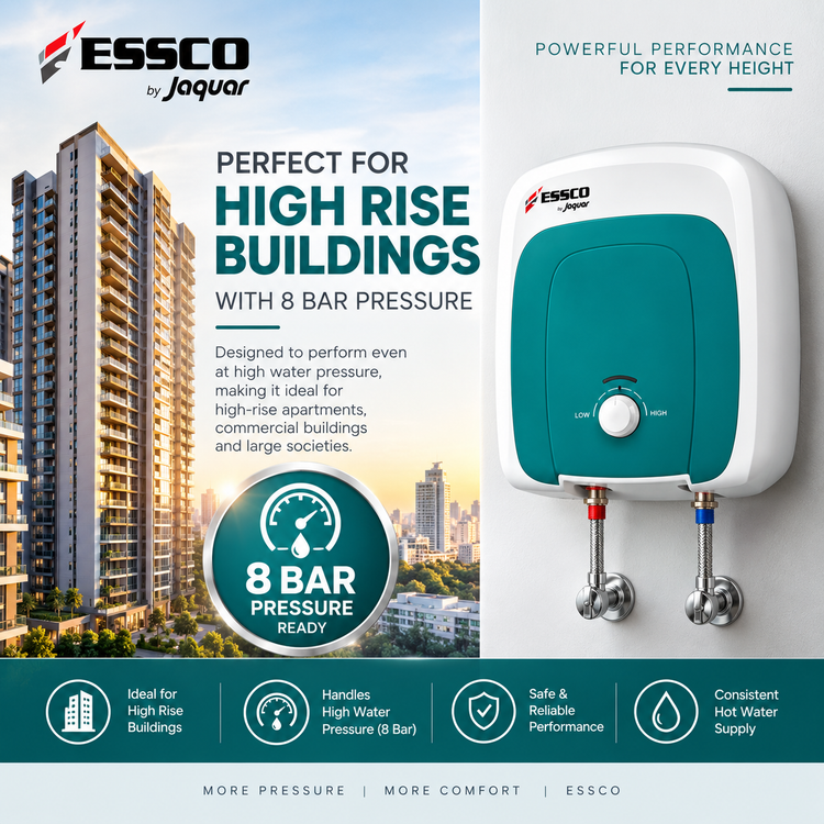 Essco Bria 25 Litre Vertical Storage Water Heater | 2 KW | 8 Bar Pressure | 5 Star Rating | Glass Lined Tank | Incoloy Heating Element | 7 Year Tank Warranty