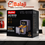 Skyline VTL-5118 7L Digital Air Fryer with See-Through Glass Window | 2000W Touch Screen Oil-Free Air Fryer | Fry, Roast, Grill, Bake | 7 Litre | 12 Months Warranty
