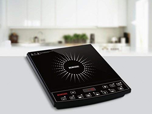 Borosil Smartkook-PC11 Electric Induction Cooktop, Glass Surface, Energy Saving, Flame-free Cooking, Black, 1600W