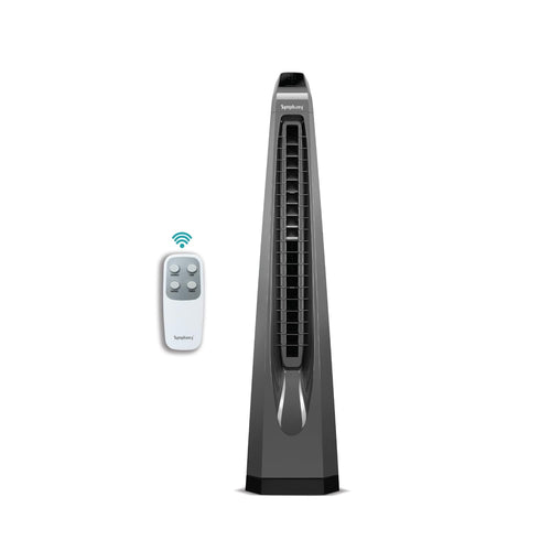 Symphony Surround-i Bladeless Tower Fan for Room | High-Speed with Swivel Action, Touchscreen Control Panel & Remote | 1 Year Warranty | Grey