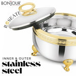 Roseate 2000, 2500, 3500 Steel Gold Premium Casserole Set | Stainless Steel with PUF Insulation & Gold Finish |Hot Food Storage for Dining & Serving