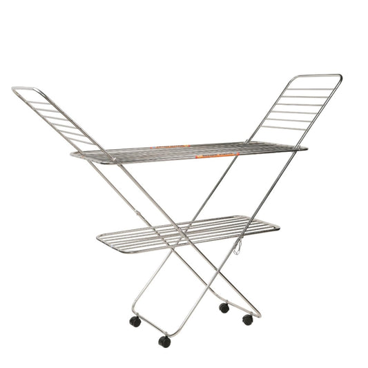 Vasnam Stainless Steel Floor Cloth Dryer Stand Butterfly Design | 25 Rods 3-Tier Foldable Laundry Drying Rack with Wheels | Heavy Duty Rustproof Clothes Stand for Home